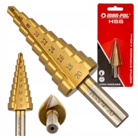 Stupňovitý vrták HSS 4–20 mm s titánovým povlakom – MAR-POL M22326