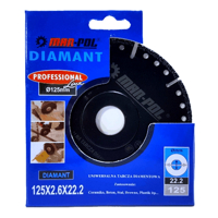 Univerzálny diamantový rezný kotúč, 125 × 2,6 × 22,2 mm – MAR-POL M08501